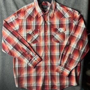 Pendleton Mens Frontier Collection Western Wear Pearl Snap Shirt Red Plaid XXL